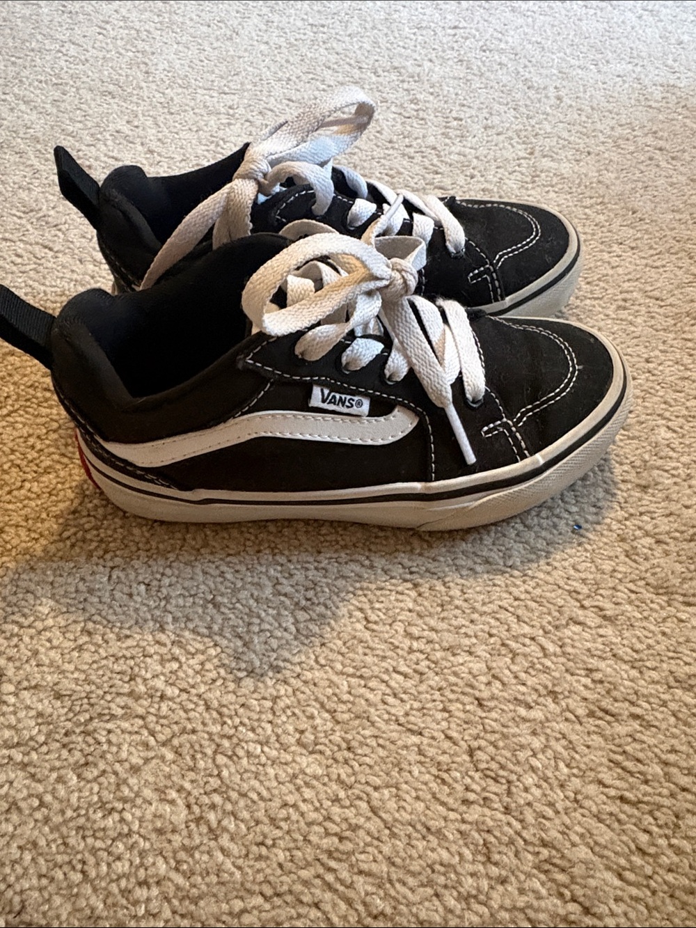 Vans Kids Black and White Low-Top Skate Sneakers